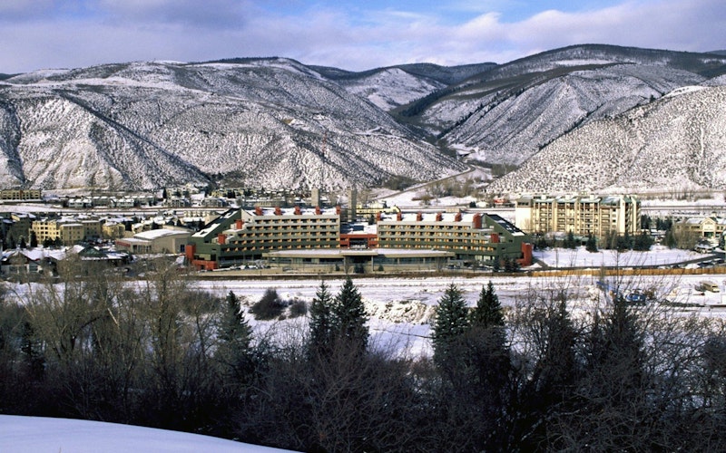 View of Avon with snow capped mountains in the background, Beaver Creek Resort