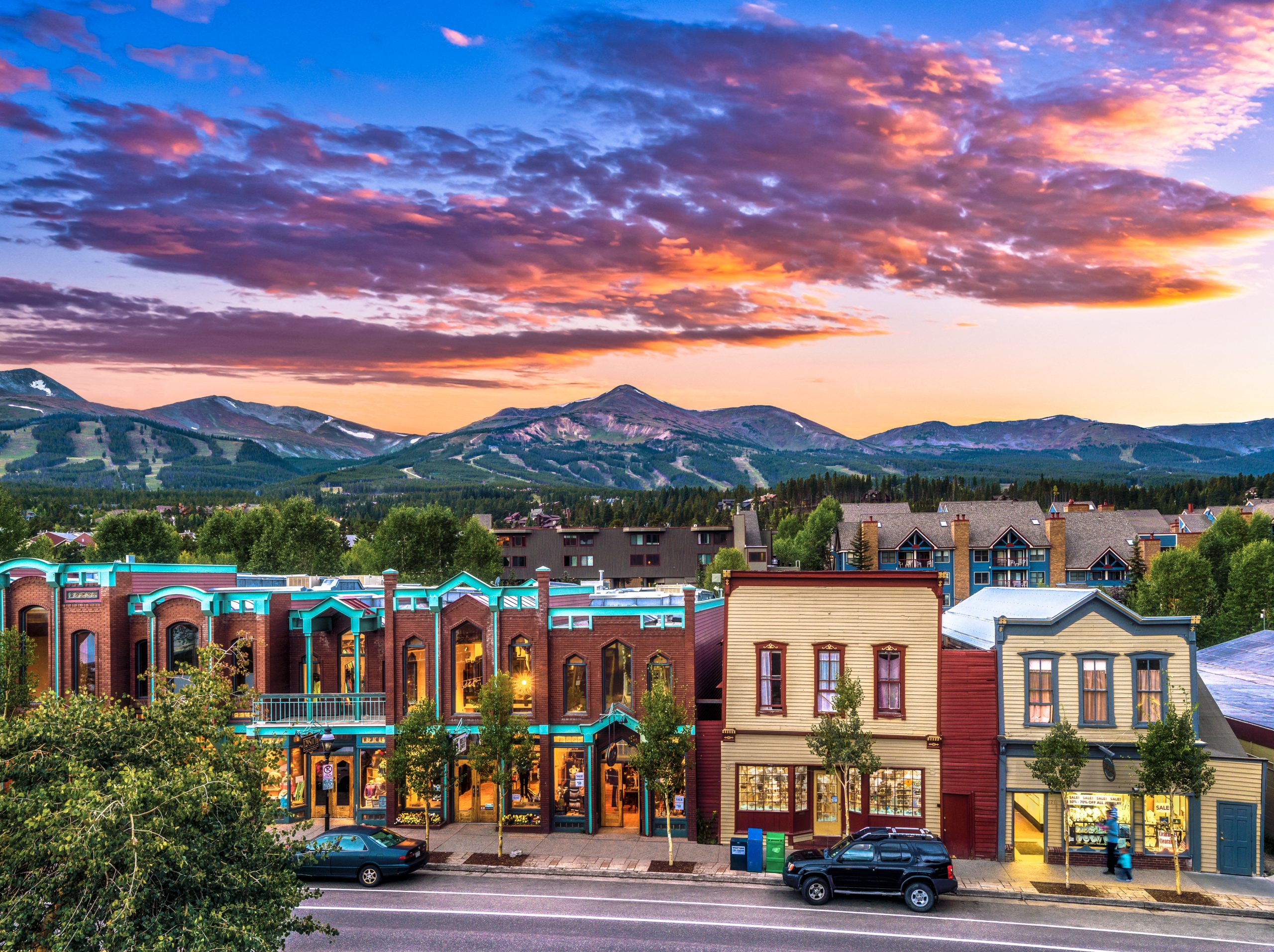 Town at Sunset in Breckenridge, CO.