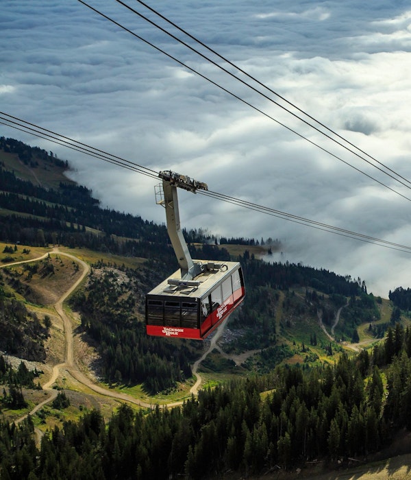 Arial view of the tram in Jackson Hole