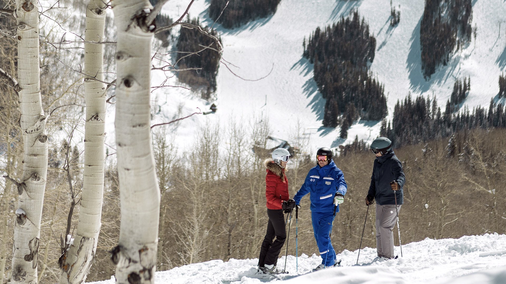 A sweeping view across Beaver Creek's snowy slopes showing the resort's high-mountain elevation