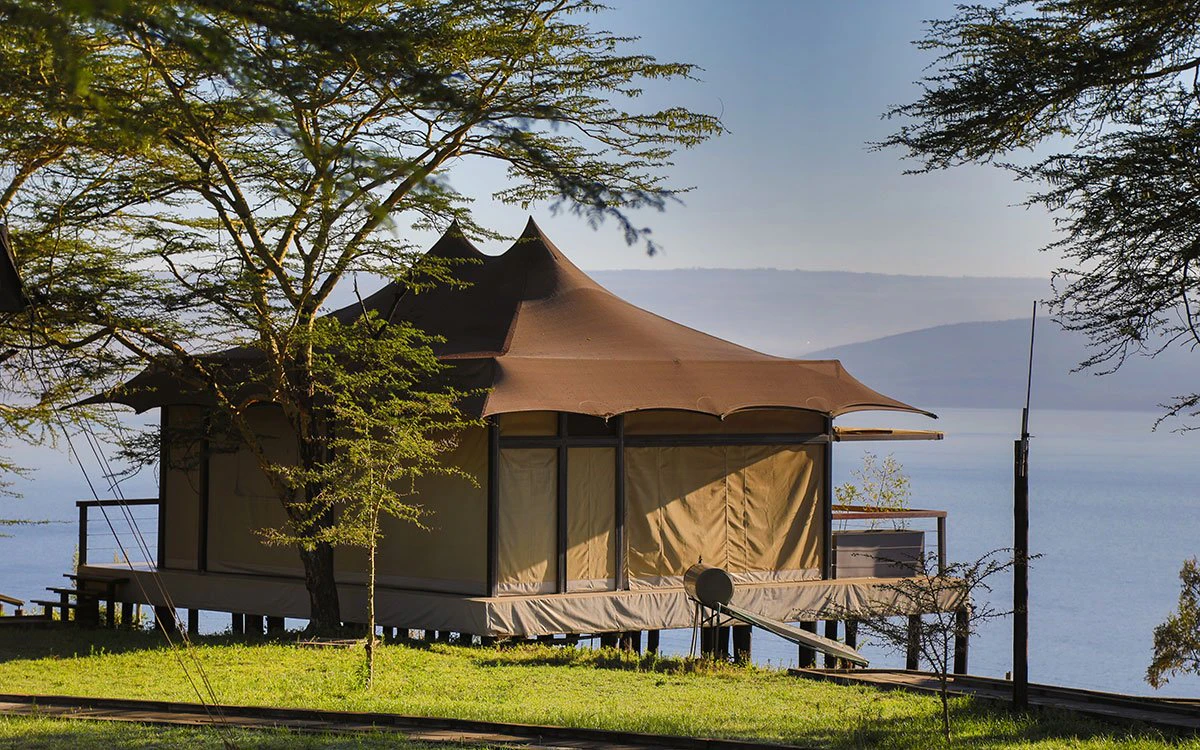 External view of The Cliff with the glorious Lake Nakuru in the background