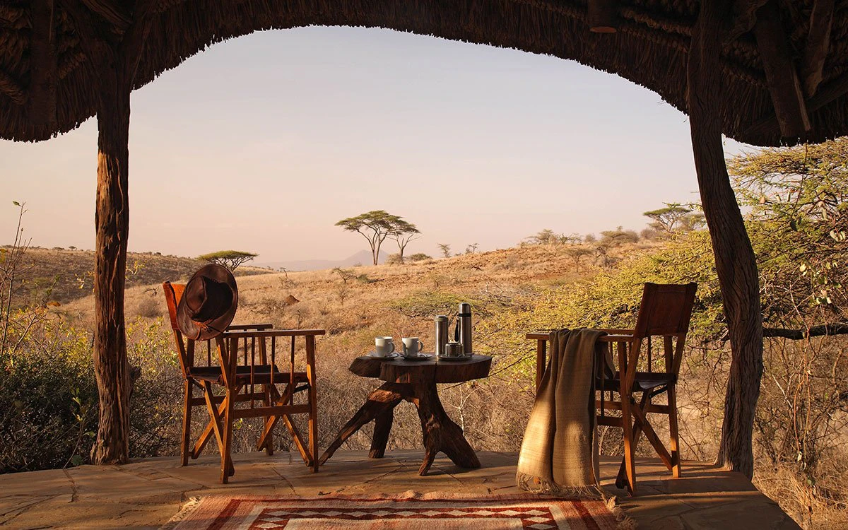 Early morning refreshments have been served on the private veranda at Lewa