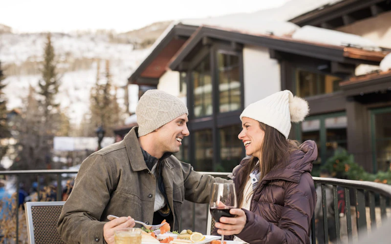 A couple dining at a restaurant near Vail