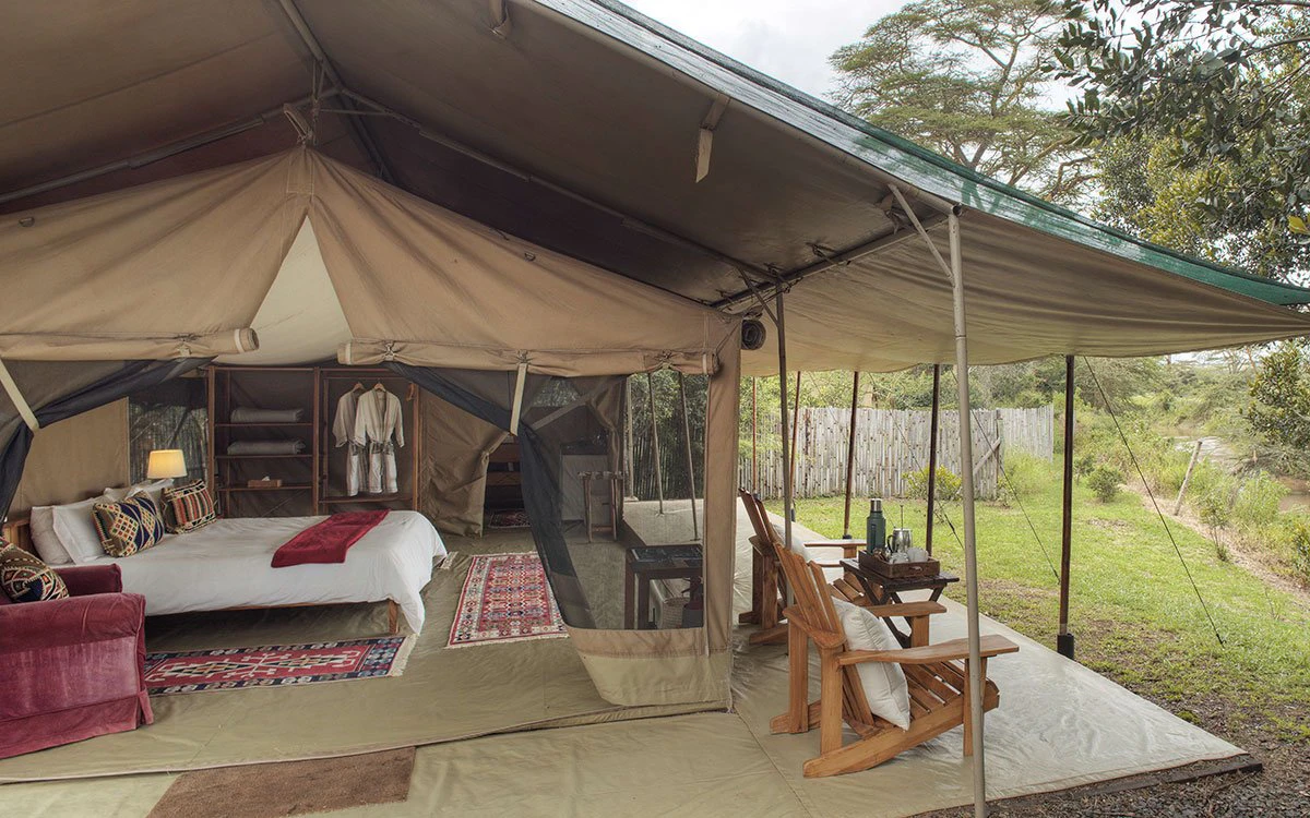 Exterior view of one of the guest tents at Ol Pejeta