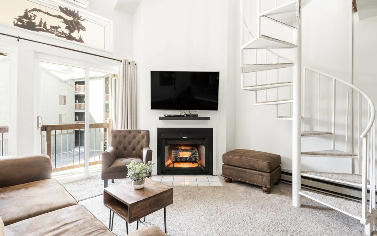 Internal image of the living room in Snowcrest Condominiums.