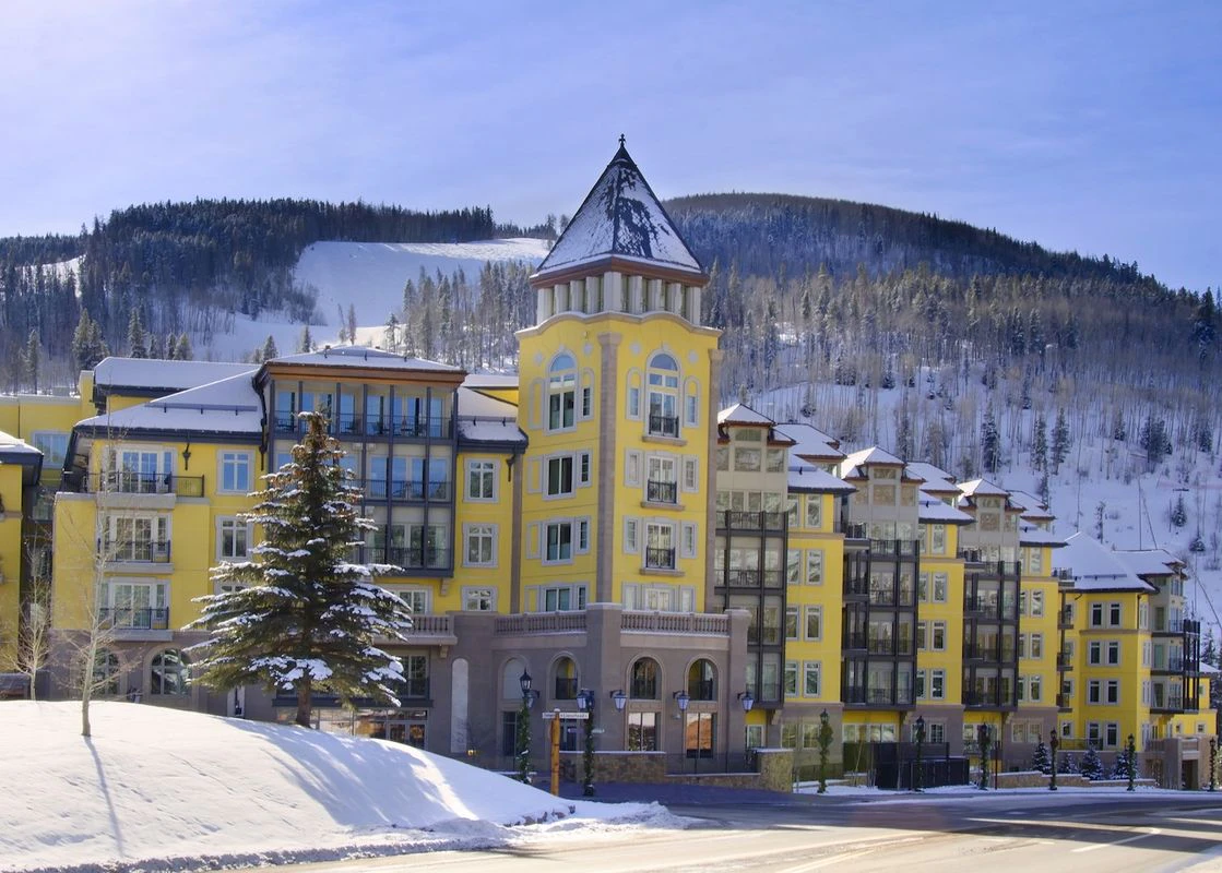 External view of the Ritz-Carlton in Lionshead Village during the winter.