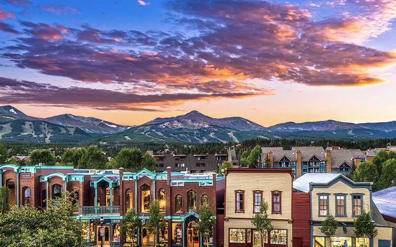 Sunset over historic downtown Breckenridge with charming timber architecture, reflecting the ambiance of Breckenridge luxury rentals. Sunset over historic downtown Breckenridge with charming timber architecture, reflecting the ambiance of Breckenridge luxury rentals.