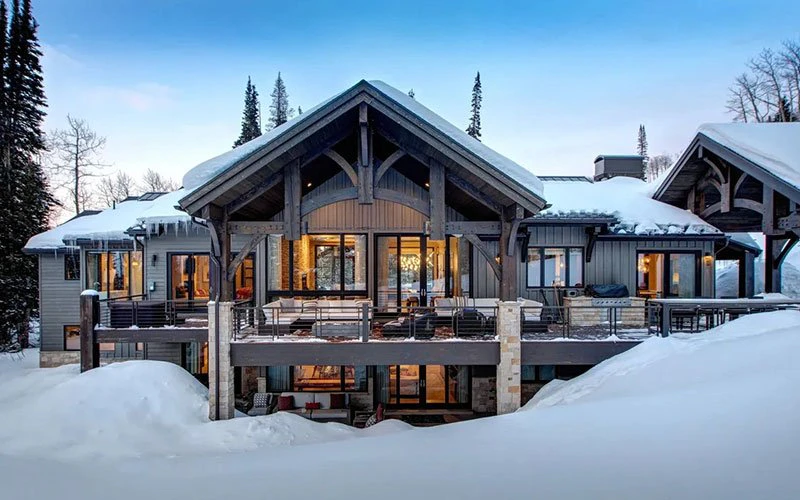 Elegant mountain home exterior of Colony Grand, a six-bedroom Park City ski-in/ski-out estate in The Colony.