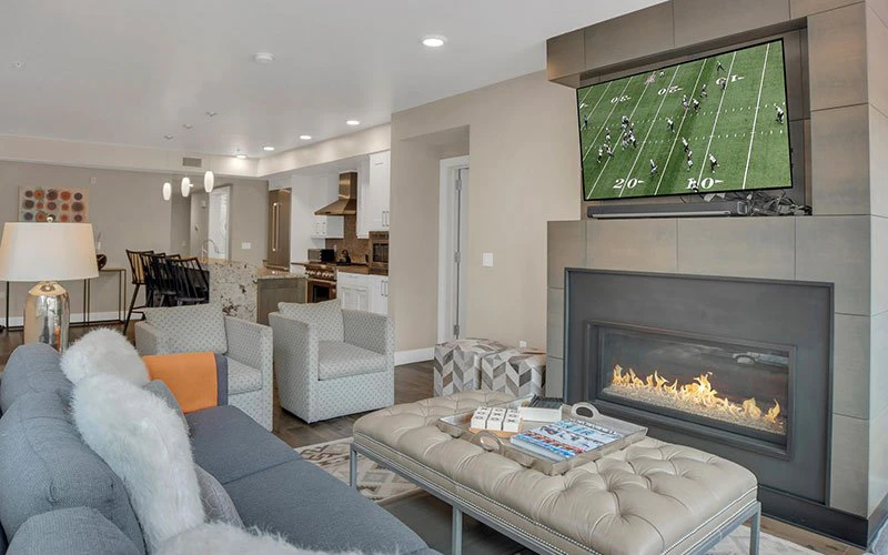 Open-plan living area at Rio Grande 202, a Park City ski-in/ski-out condo with historic charm and modern comforts.