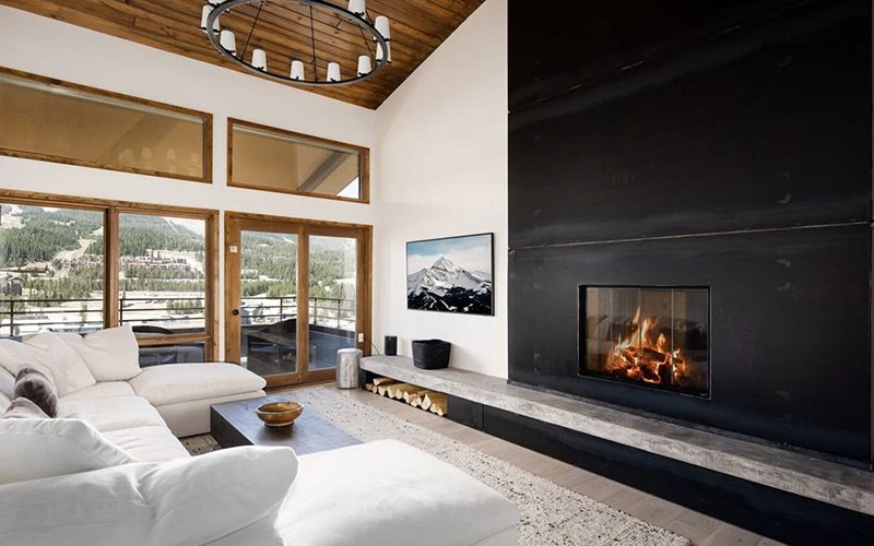 Modern mountain living at Skycrest, featuring large windows and clean design, part of the elevated Big Sky Condos collection.